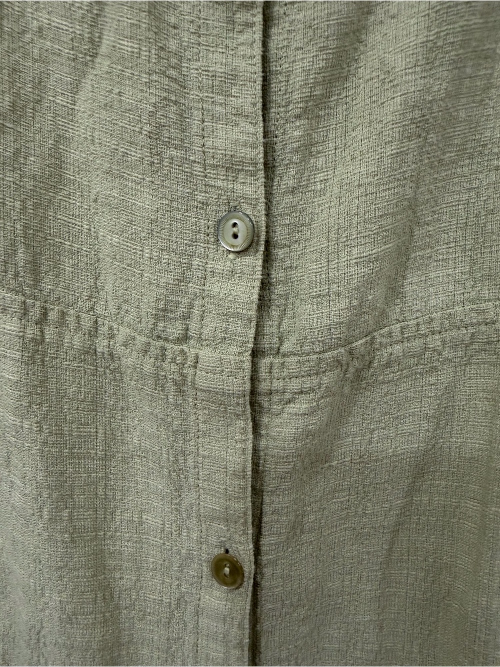 EUC Eileen Fisher Olive-Green Button Front Tunic Linen Blend - Picture 3 of 5